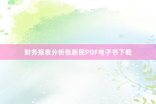 财务报表分析张新民PDF电子书下载
